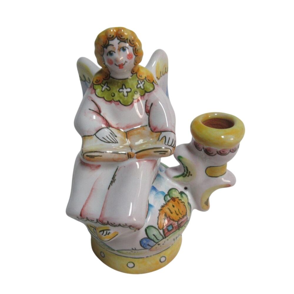 One of a Kind Angel Unique Hand Painted Porclian Candle Holder 4" by G.DeBrekht
